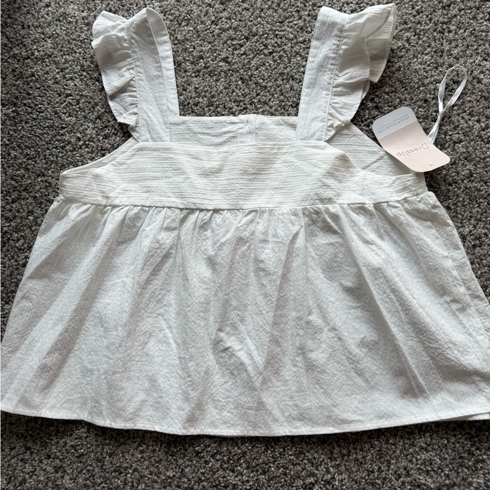 🤍New In White Ruffle Strap Button-Front Top - Picture 2 of 3